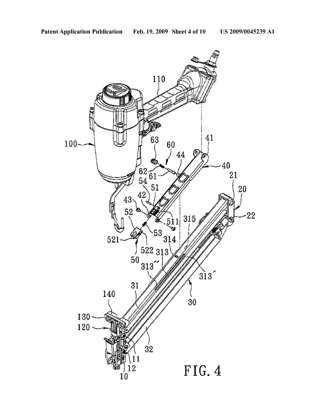 NAIL GUN WITH AN ANGLE-ADJUSTABLE MAGAZINE - diagram, schematic, and image 05