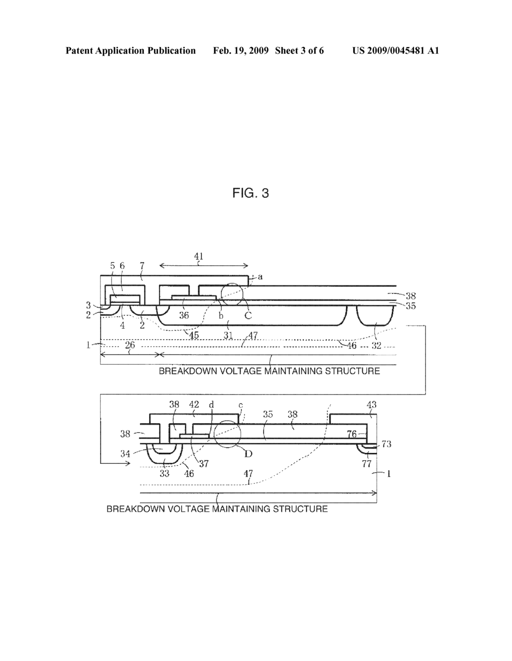 SEMICONDUCTOR DEVICE HAVING BREAKDOWN VOLTAGE MAINTAINING STRUCTURE AND ITS MANUFACTURING METHOD - diagram, schematic, and image 04