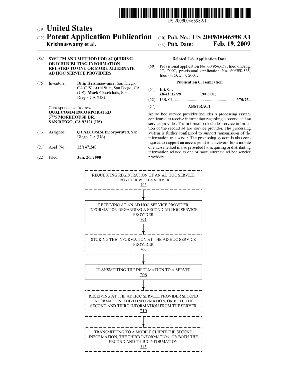 SYSTEM AND METHOD FOR ACQUIRING OR DISTRIBUTING INFORMATION RELATED TO ONE OR MORE ALTERNATE AD HOC SERVICE PROVIDERS - diagram, schematic, and image 01