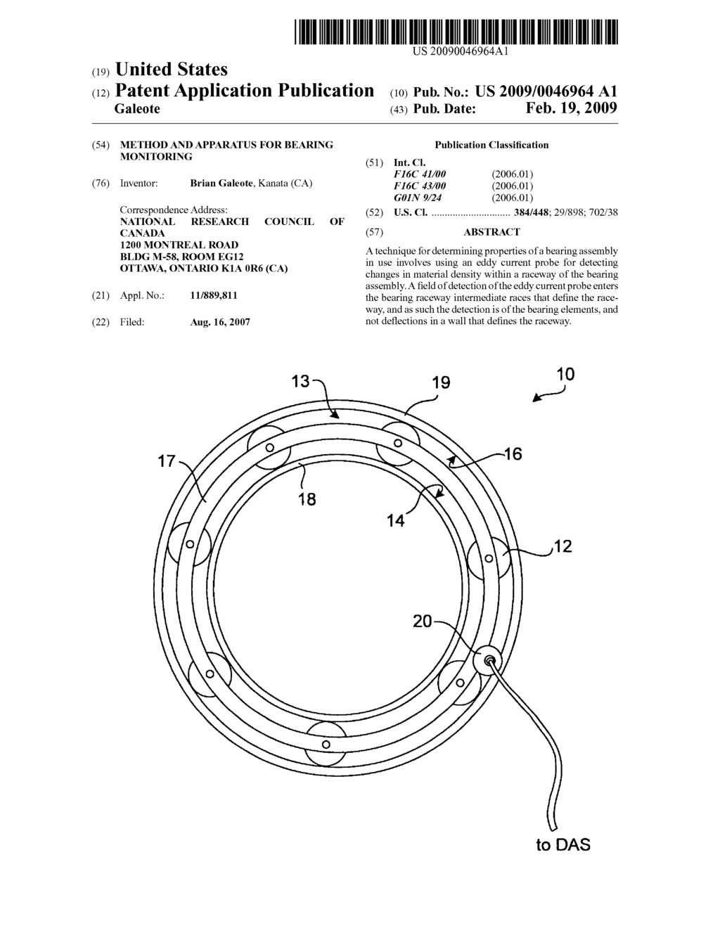 Method and apparatus for bearing monitoring - diagram, schematic, and image 01