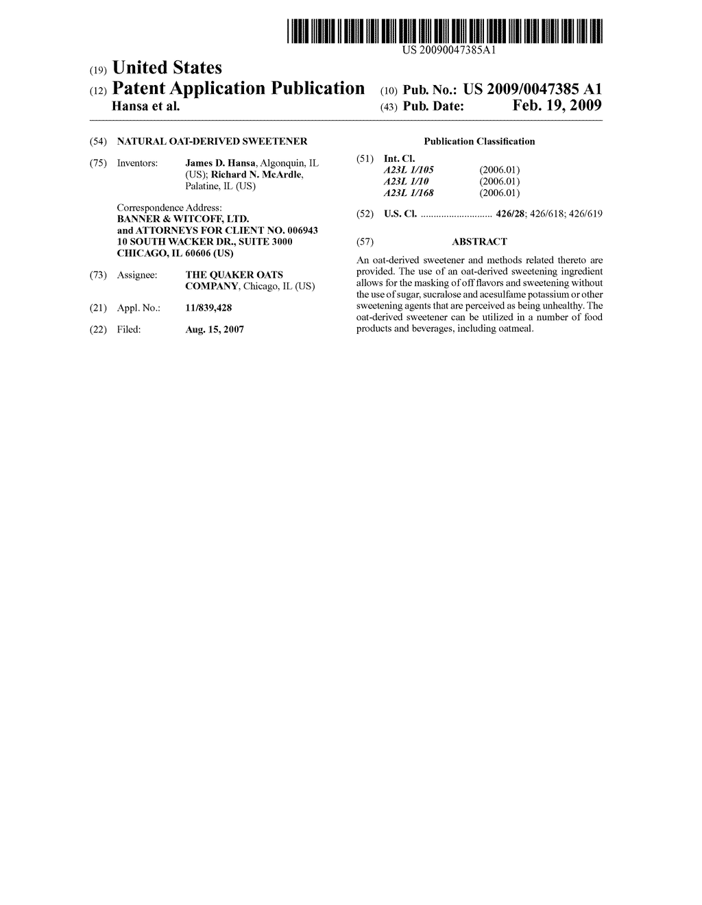 NATURAL OAT-DERIVED SWEETENER - diagram, schematic, and image 01