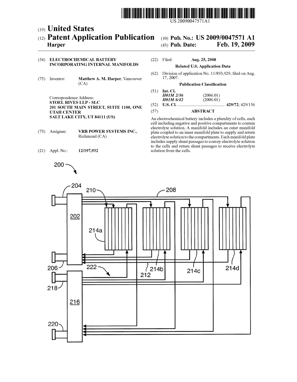 ELECTROCHEMICAL BATTERY INCORPORATING INTERNAL MANIFOLDS - diagram, schematic, and image 01