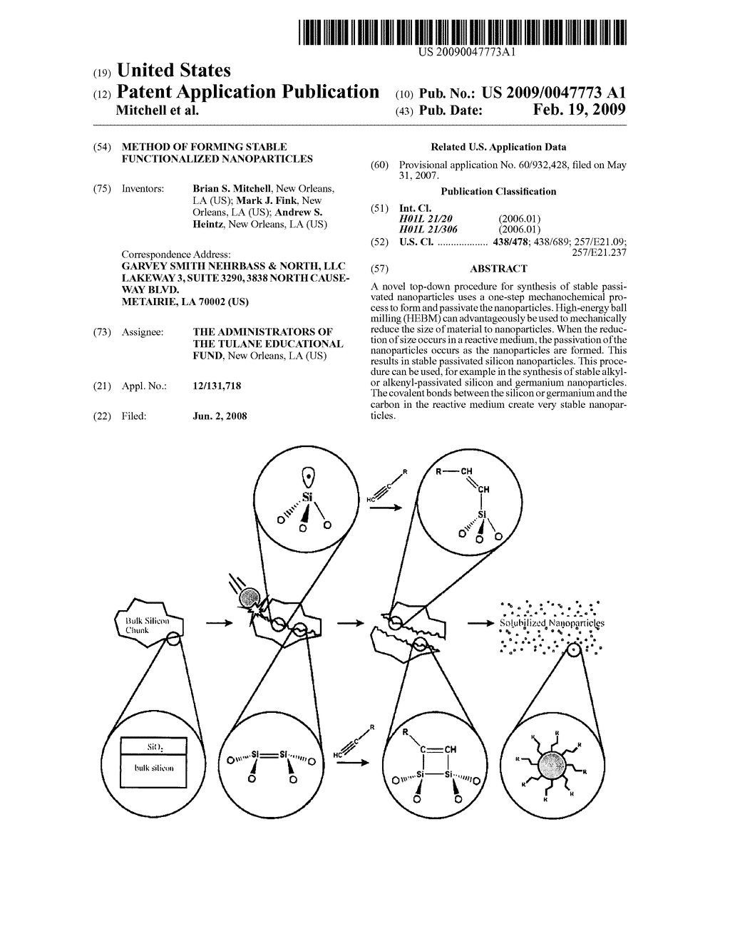 METHOD OF FORMING STABLE FUNCTIONALIZED NANOPARTICLES - diagram, schematic, and image 01