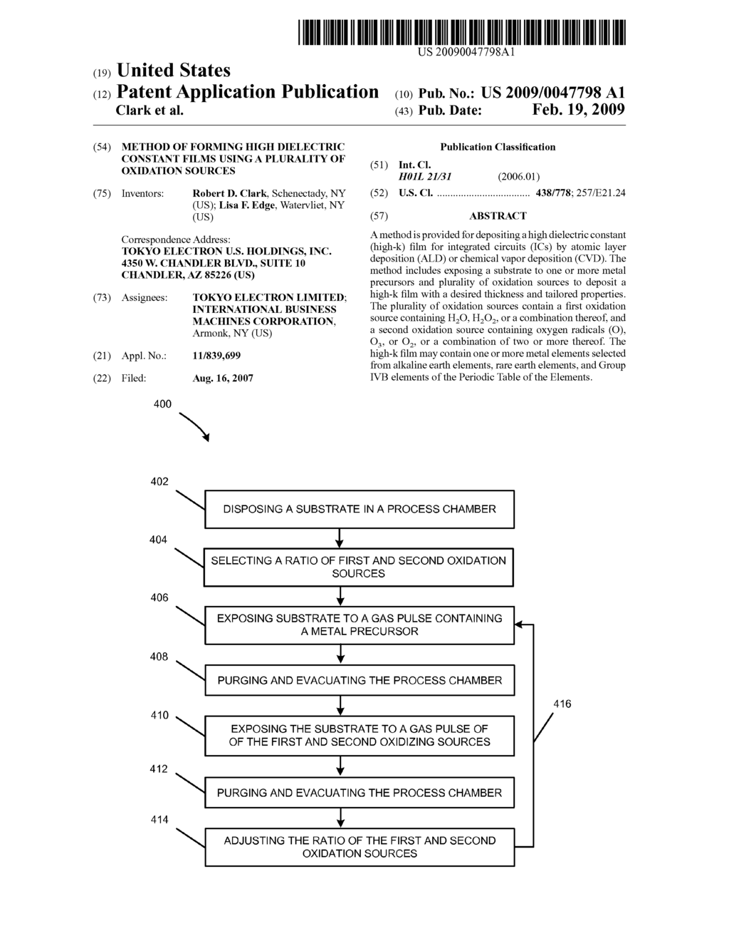 METHOD OF FORMING HIGH DIELECTRIC CONSTANT FILMS USING A PLURALITY OF OXIDATION SOURCES - diagram, schematic, and image 01