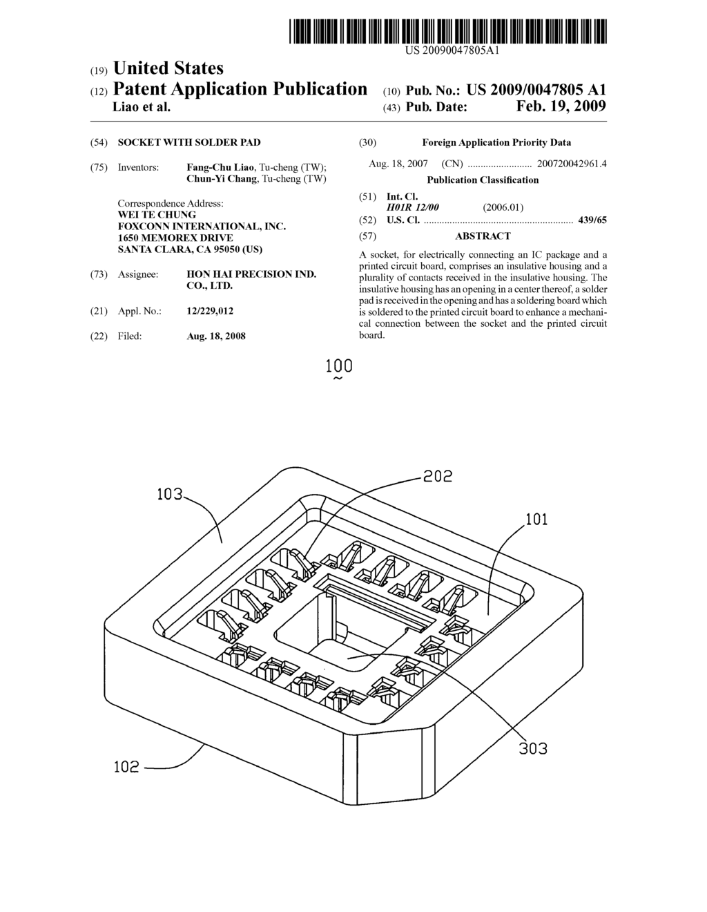 Socket with solder pad - diagram, schematic, and image 01