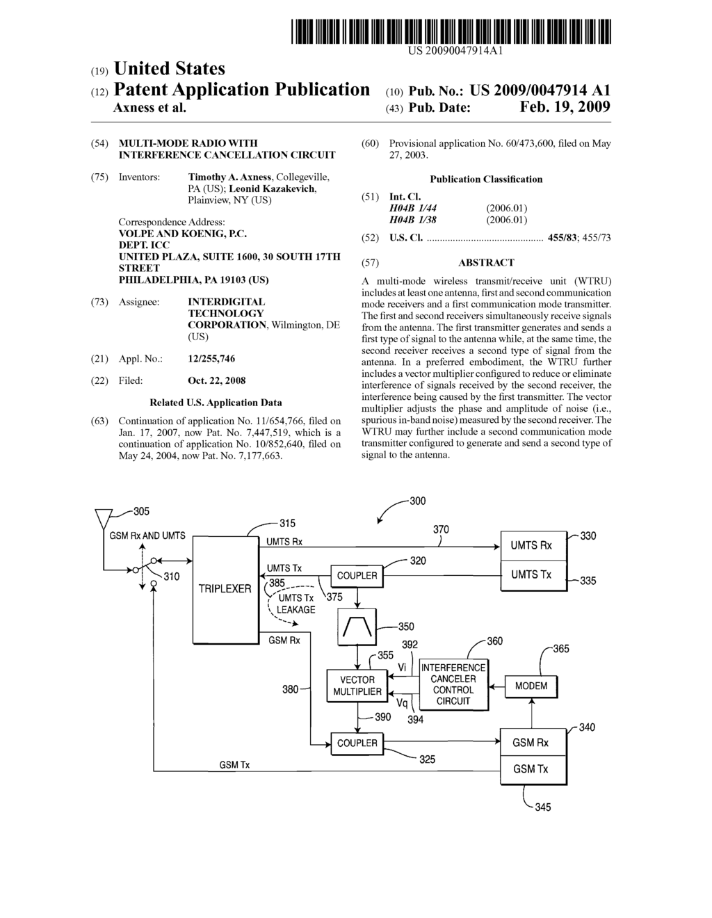 MULTI-MODE RADIO WITH INTERFERENCE CANCELLATION CIRCUIT - diagram, schematic, and image 01