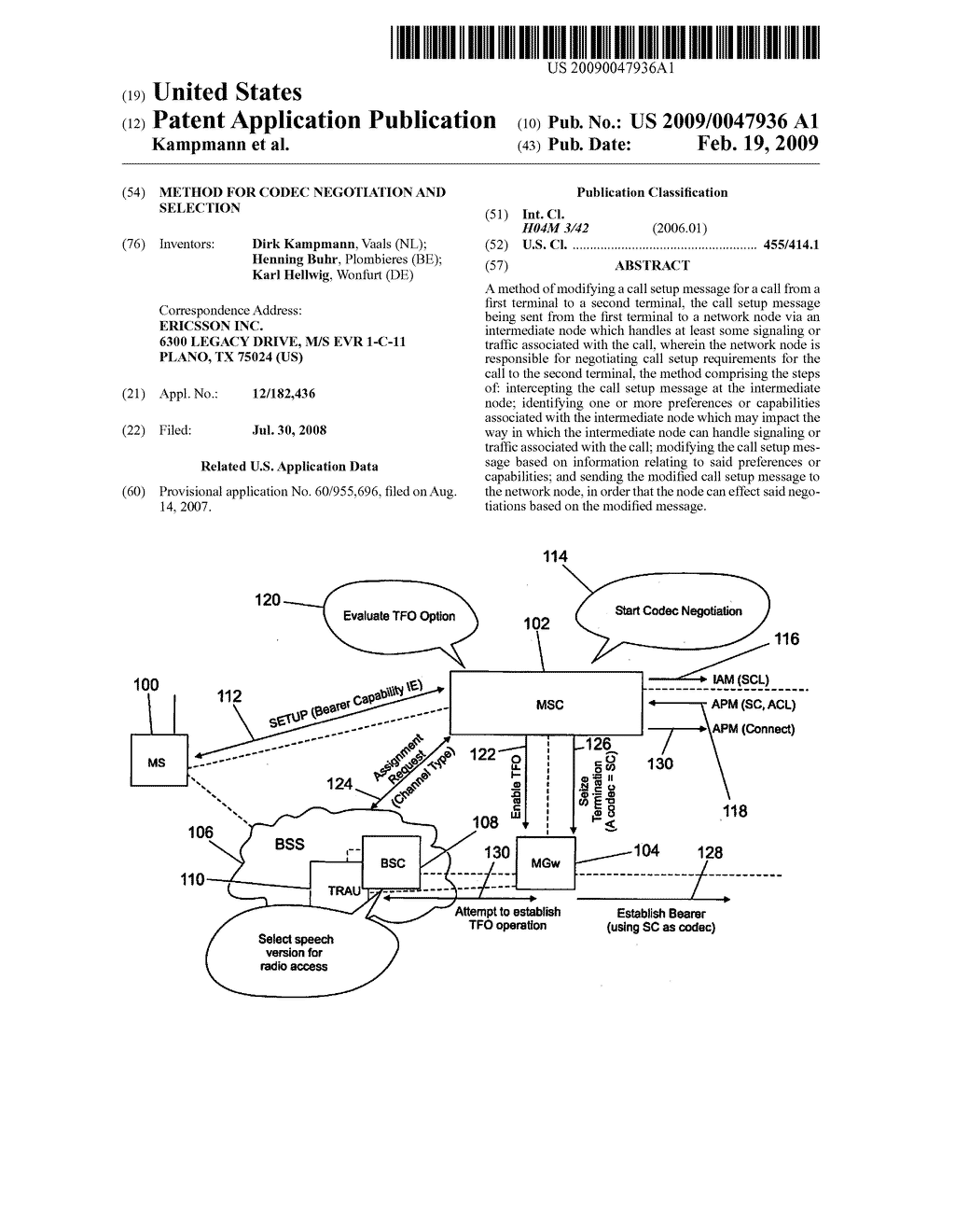 METHOD FOR CODEC NEGOTIATION AND SELECTION - diagram, schematic, and image 01