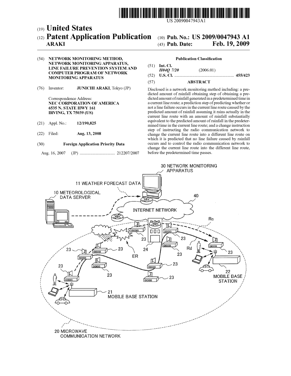 NETWORK MONITORING METHOD, NETWORK MONITORING APPARATUS, LINE FAILURE PREVENTION SYSTEM AND COMPUTER PROGRAM OF NETWORK MONITORING APPARATUS - diagram, schematic, and image 01