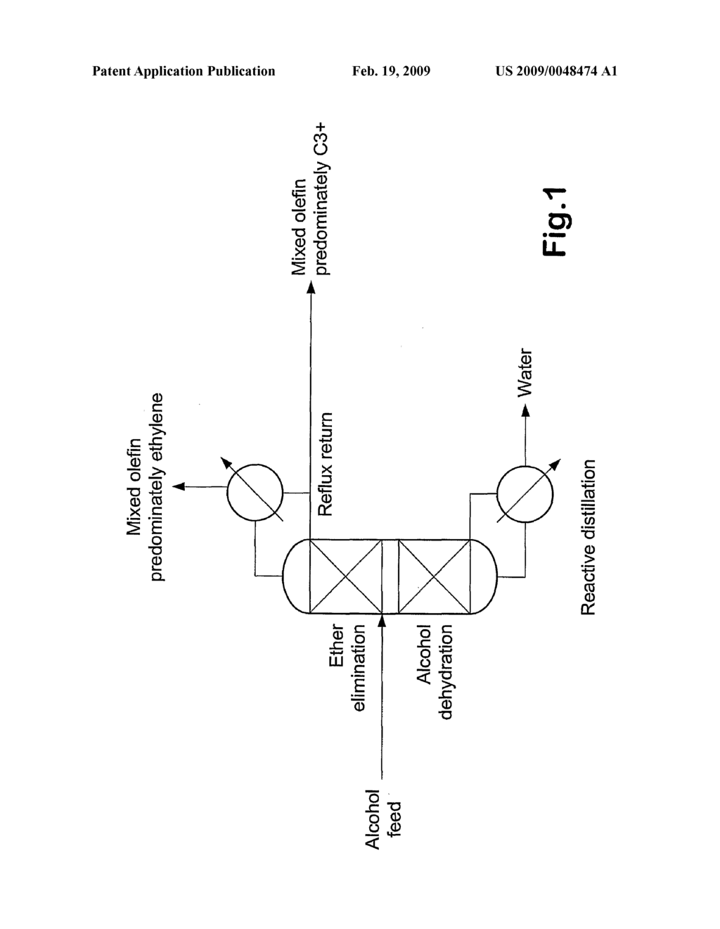 Reactive distillation with olefin recycle - diagram, schematic, and image 02