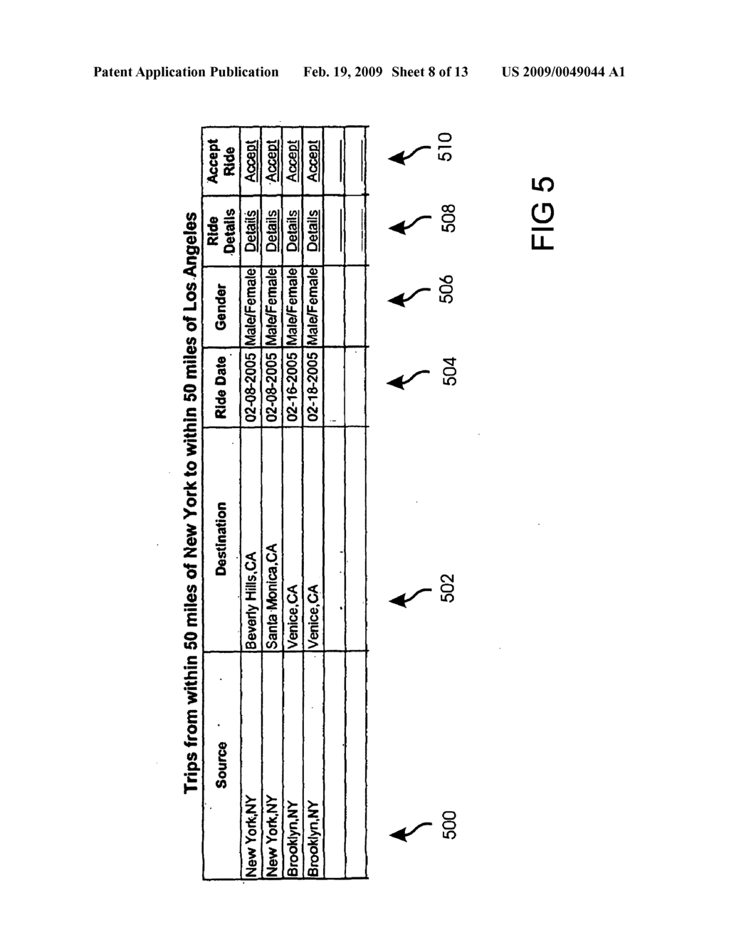 Method for providing a searchable, comprehensive database of proposed rides - diagram, schematic, and image 09