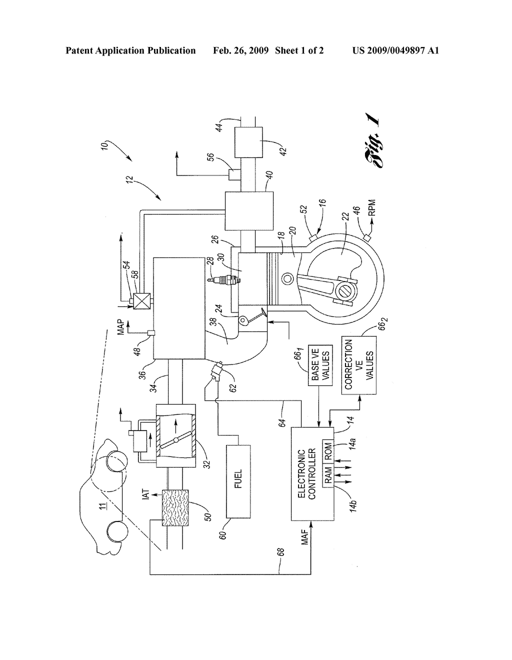 METHOD FOR ON-LINE ADAPTATION OF ENGINE VOLUMETRIC EFFICIENCY USING A MASS AIR FLOW SENSOR - diagram, schematic, and image 02