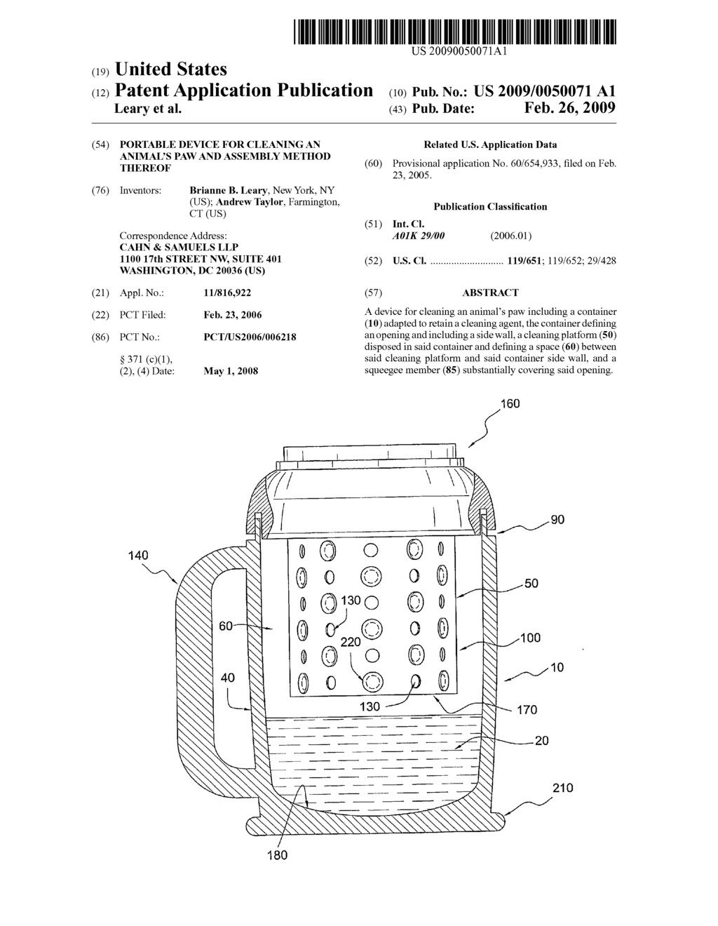 Portable Device for Cleaning an Animal's Paw and Assembly Method Thereof - diagram, schematic, and image 01