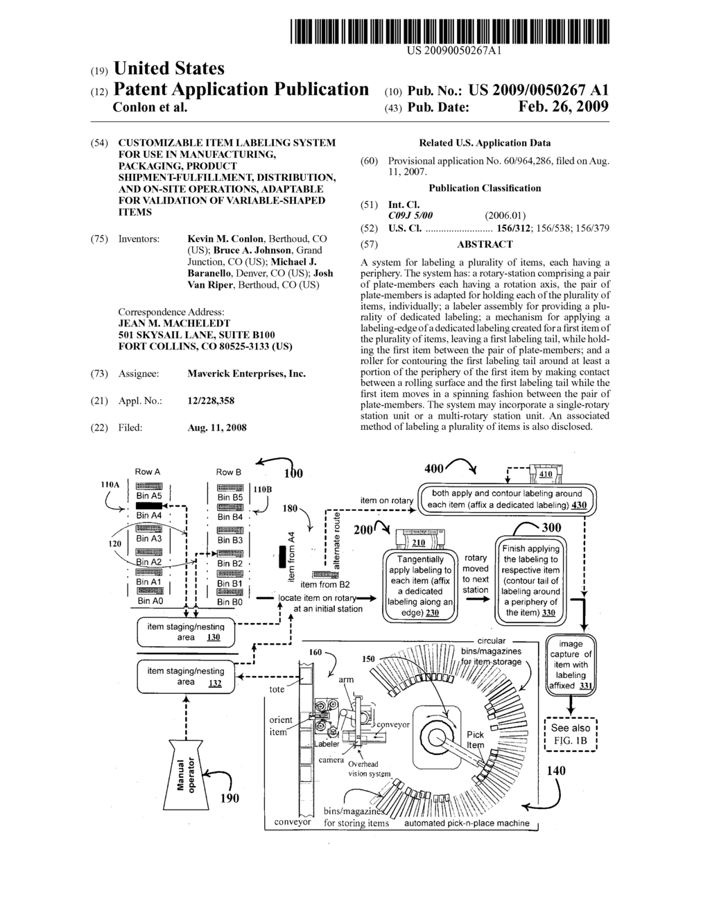 Customizable item labeling system for use in manufacturing, packaging, product shipment-fulfillment, distribution, and on-site operations, adaptable for validation of variable-shaped items - diagram, schematic, and image 01