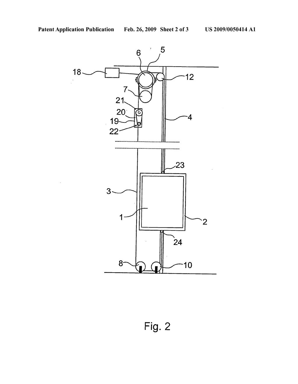 Arrangement for equalizing elevator rope force and elevator - diagram, schematic, and image 03