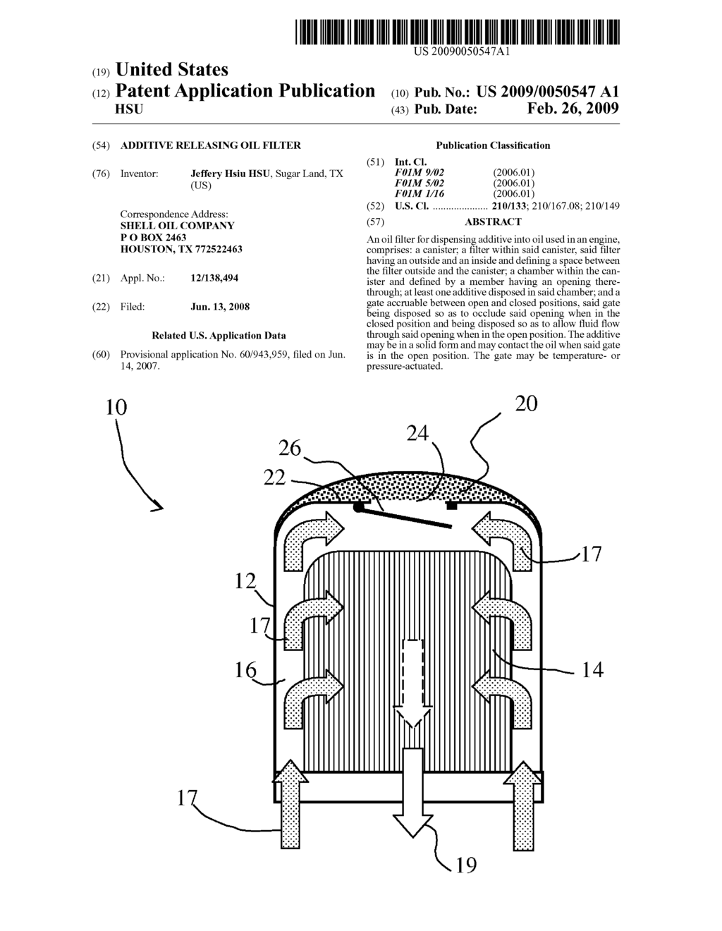 Additive Releasing Oil Filter - diagram, schematic, and image 01