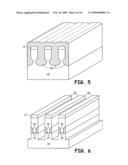 FEATURE FORMED BENEATH AN EXISTING MATERIAL DURING FABRICATION OF A SEMICONDUCTOR DEVICE AND ELECTRONIC SYSTEMS COMPRISING THE SEMICONDUCTOR DEVICE diagram and image