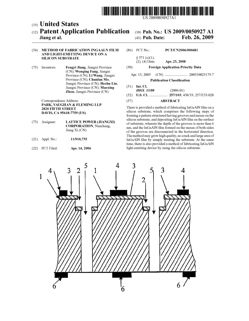 METHOD OF FABRICATION InGaAlN FILM AND LIGHT-EMITTING DEVICE ON A SILICON SUBSTRATE - diagram, schematic, and image 01