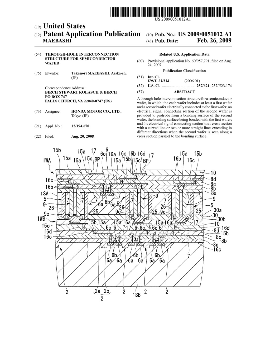 Through-hole interconnection structure for semiconductor wafer - diagram, schematic, and image 01