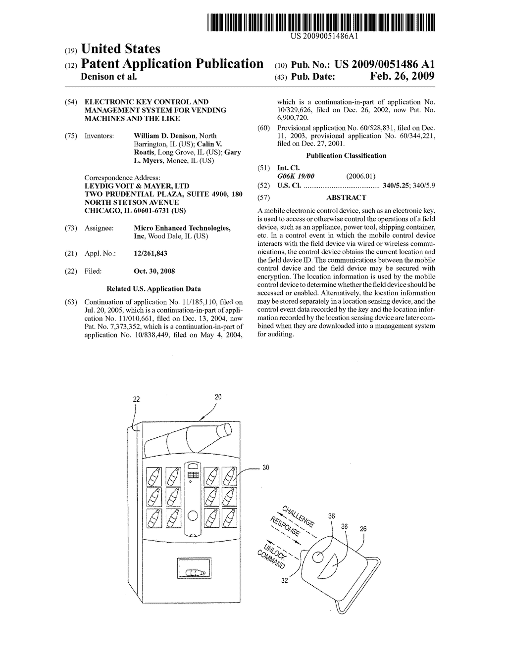 ELECTRONIC KEY CONTROL AND MANAGEMENT SYSTEM FOR VENDING MACHINES AND THE LIKE - diagram, schematic, and image 01