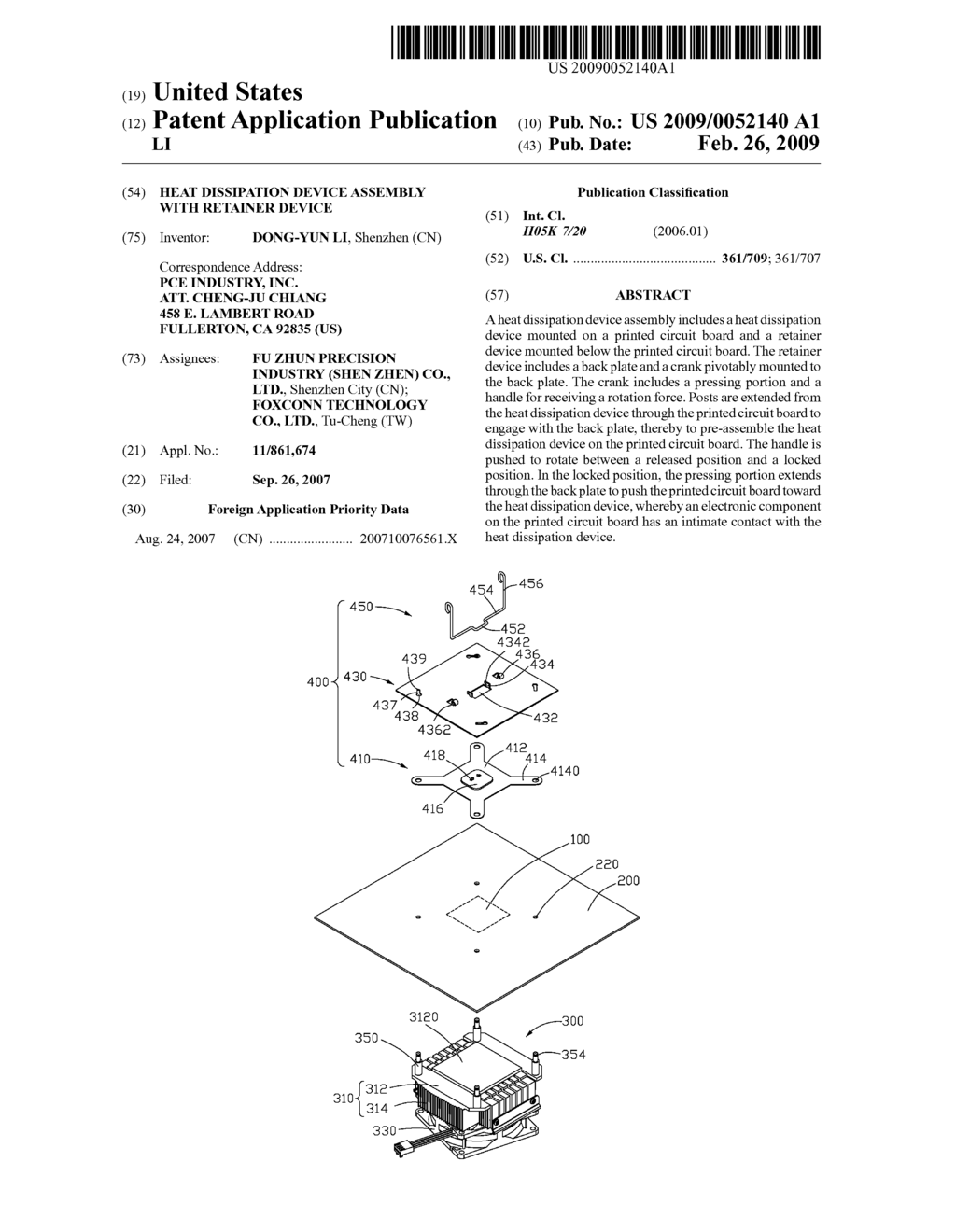 HEAT DISSIPATION DEVICE ASSEMBLY WITH RETAINER DEVICE - diagram, schematic, and image 01