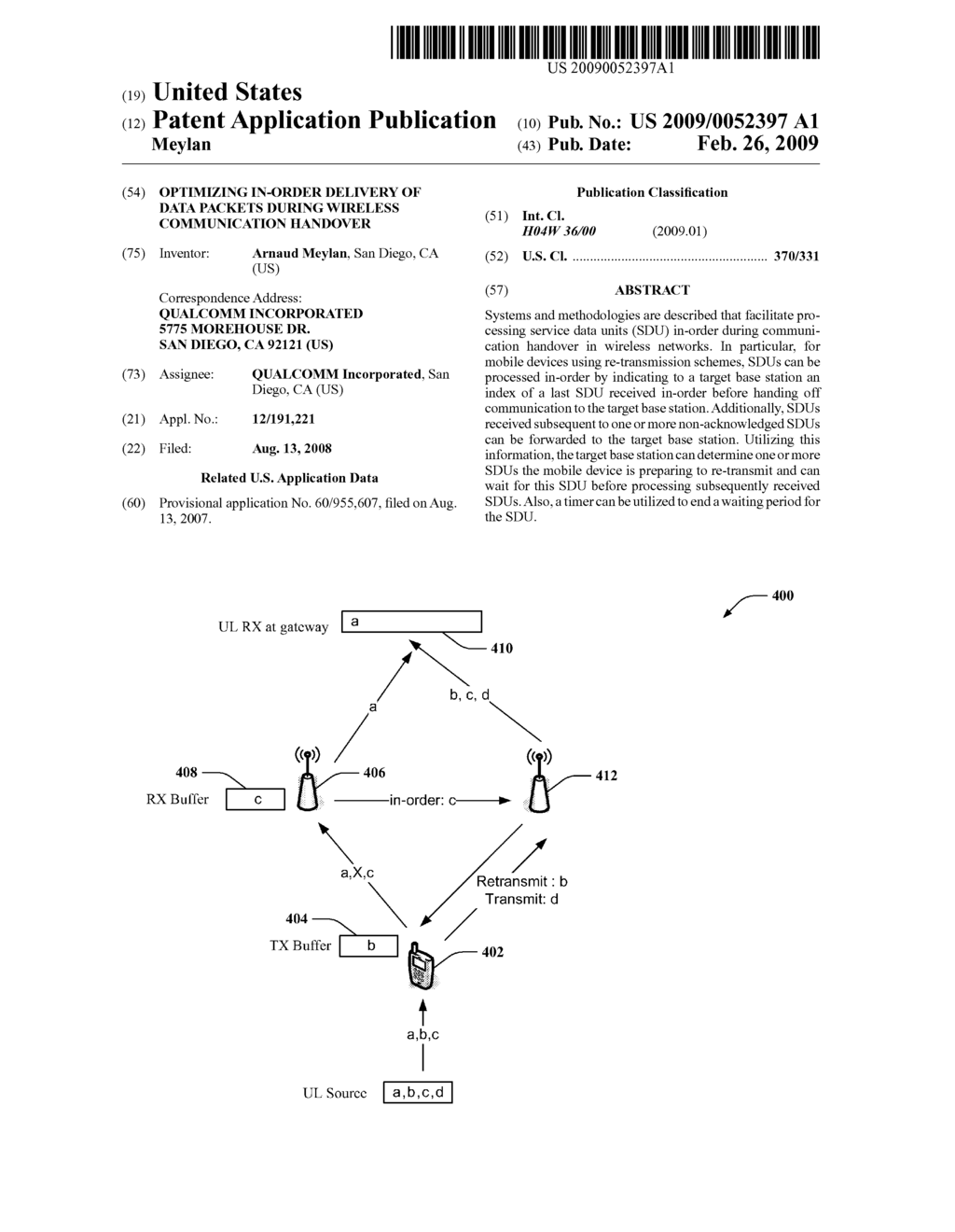 OPTIMIZING IN-ORDER DELIVERY OF DATA PACKETS DURING WIRELESS COMMUNICATION HANDOVER - diagram, schematic, and image 01