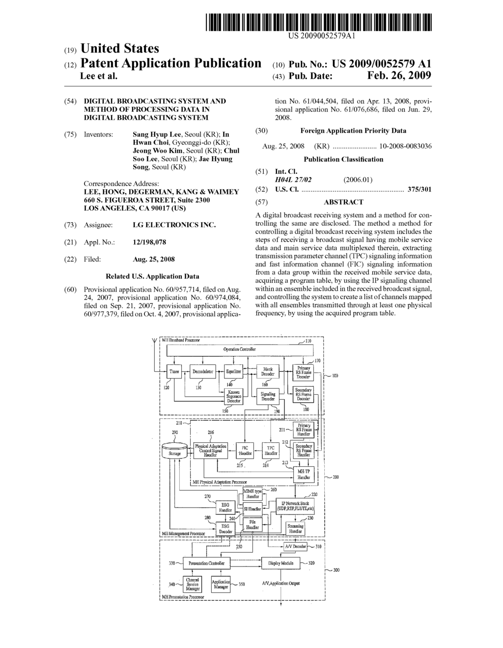 DIGITAL BROADCASTING SYSTEM AND METHOD OF PROCESSING DATA IN DIGITAL BROADCASTING SYSTEM - diagram, schematic, and image 01