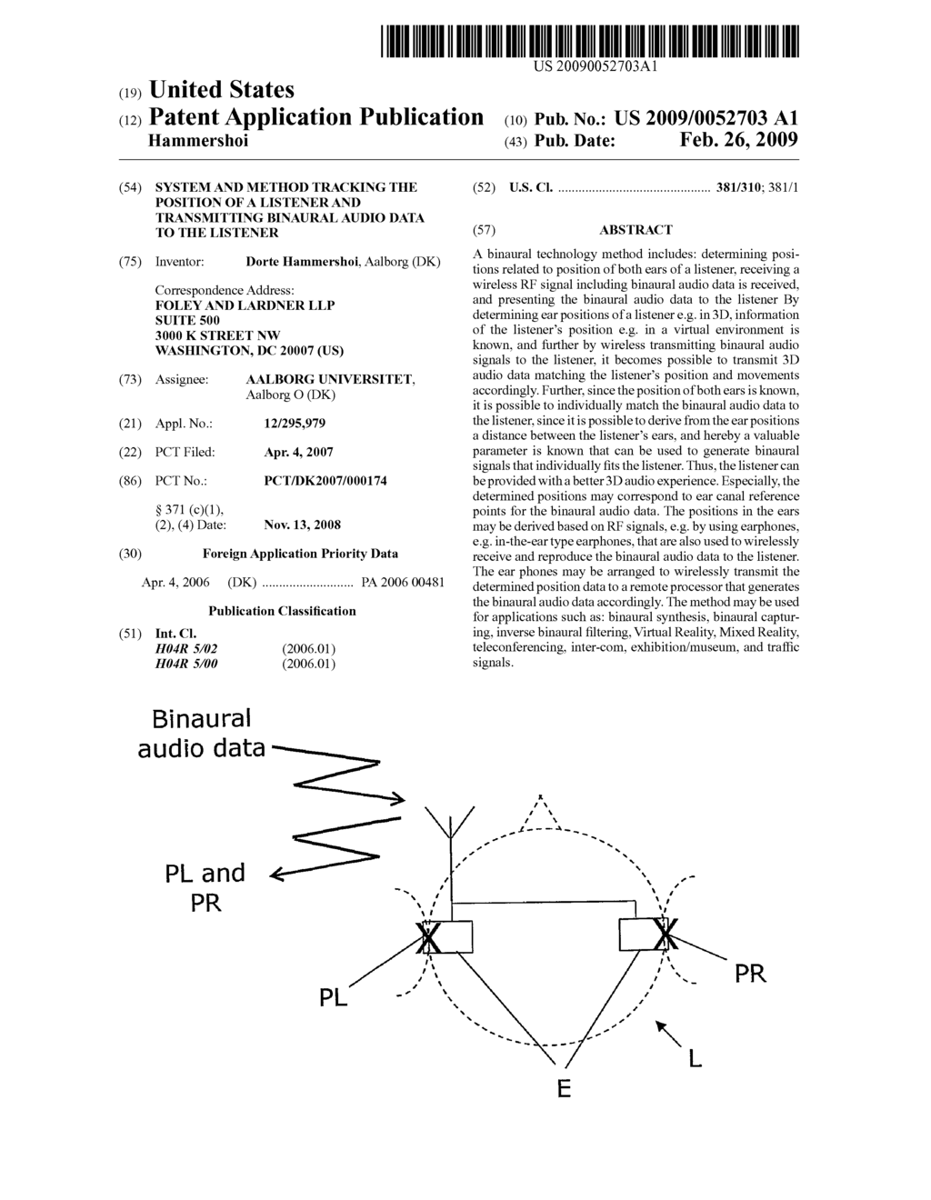 System and Method Tracking the Position of a Listener and Transmitting Binaural Audio Data to the Listener - diagram, schematic, and image 01