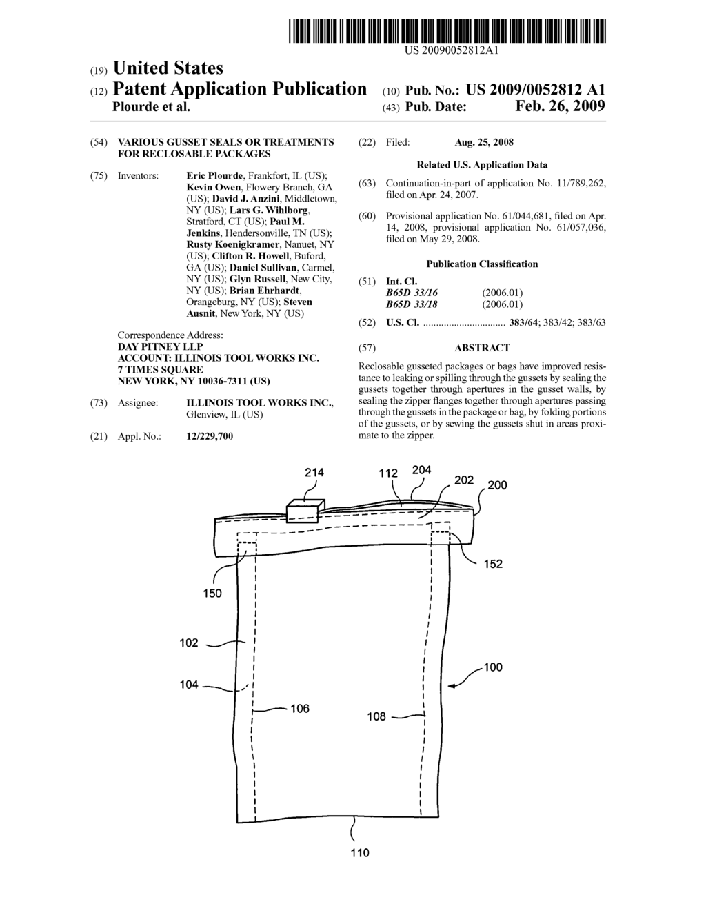 Various gusset seals or treatments for reclosable packages - diagram, schematic, and image 01