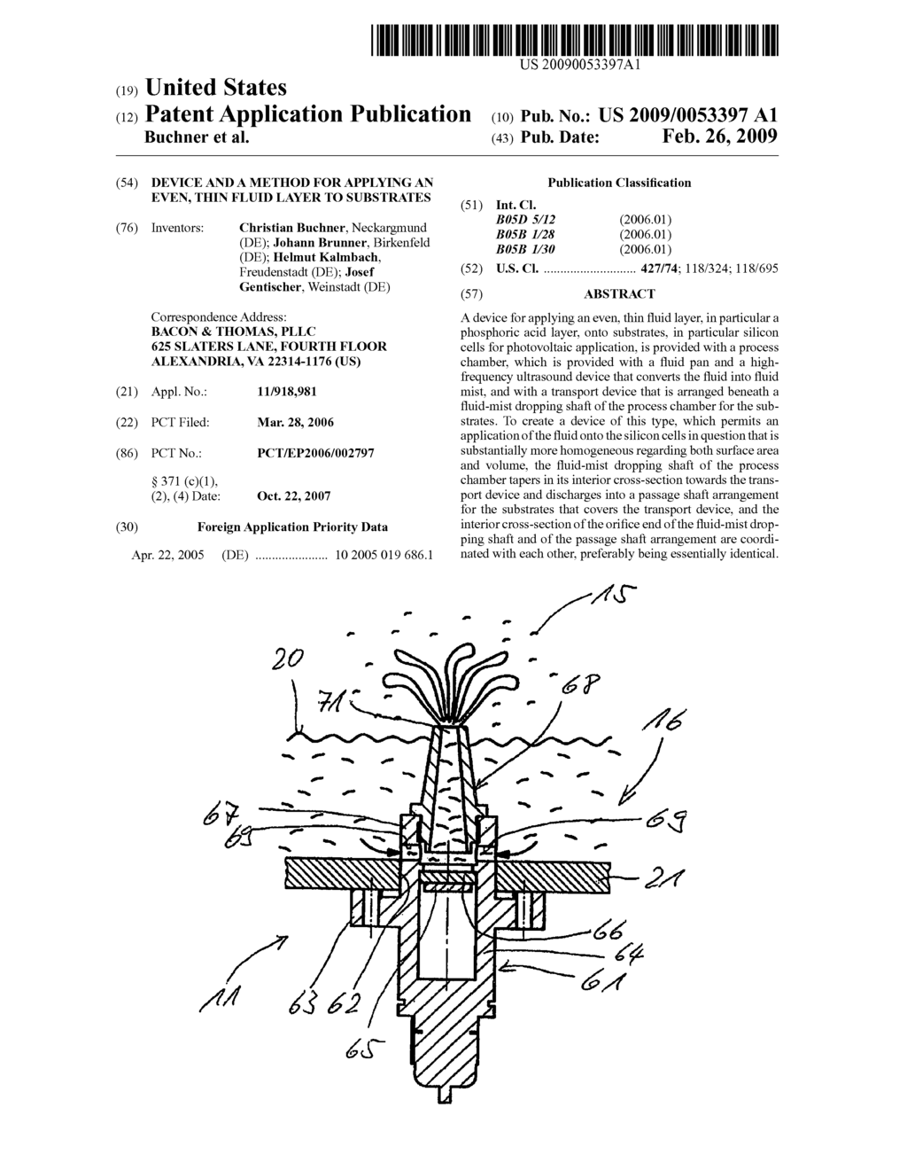 Device and a method for applying an even, thin fluid layer to substrates - diagram, schematic, and image 01