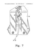 DEVICE AND METHOD FOR ADJUSTING THE PRESSURE BETWEEN A FLOOR CLEANING IMPLEMENT AND A FLOOR diagram and image