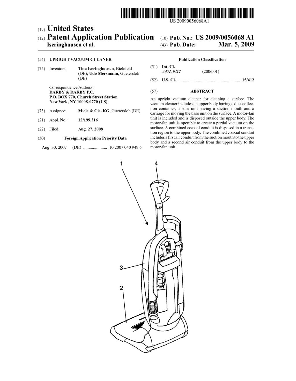 UPRIGHT VACUUM CLEANER - diagram, schematic, and image 01