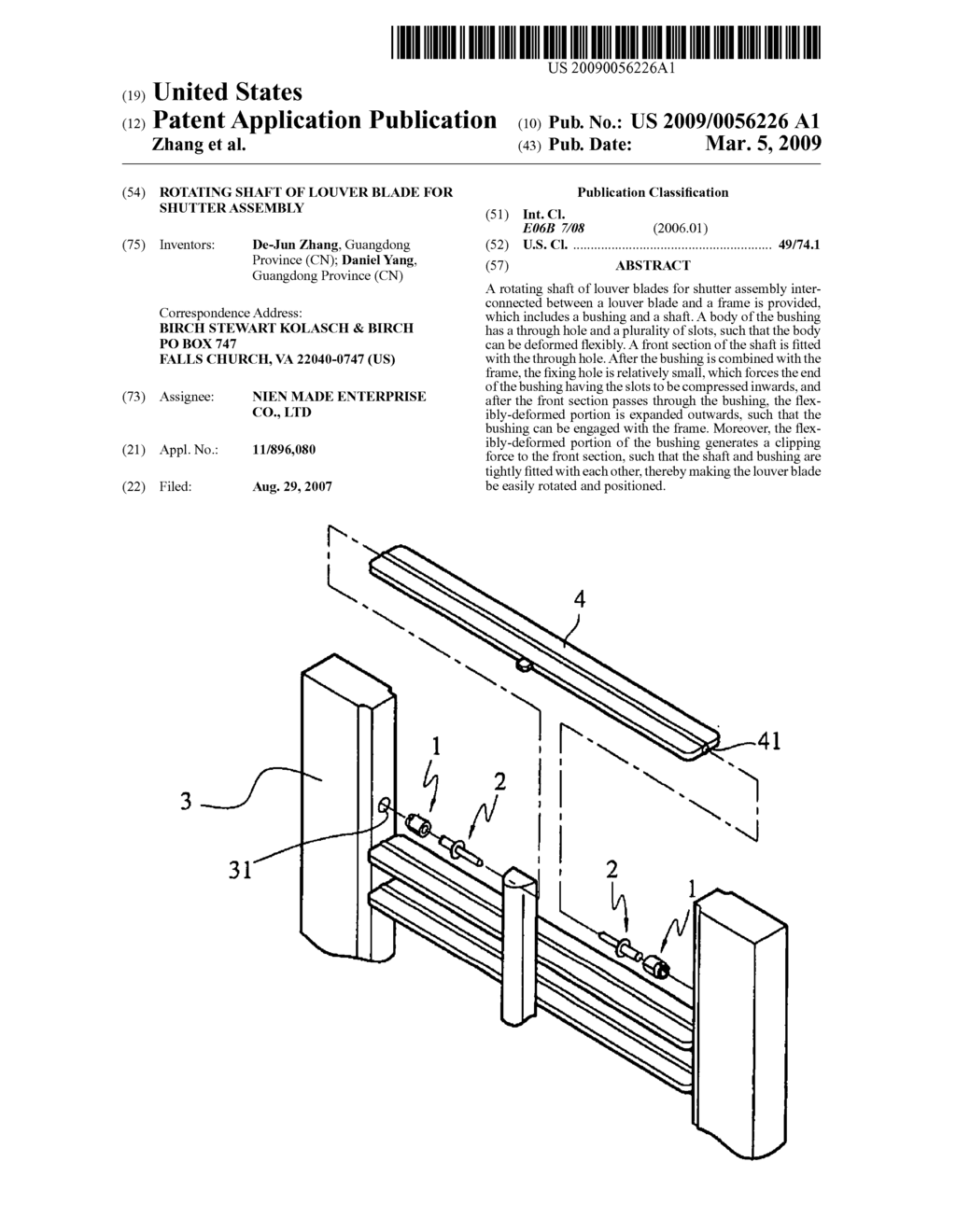 Rotating shaft of louver blade for shutter assembly - diagram, schematic, and image 01