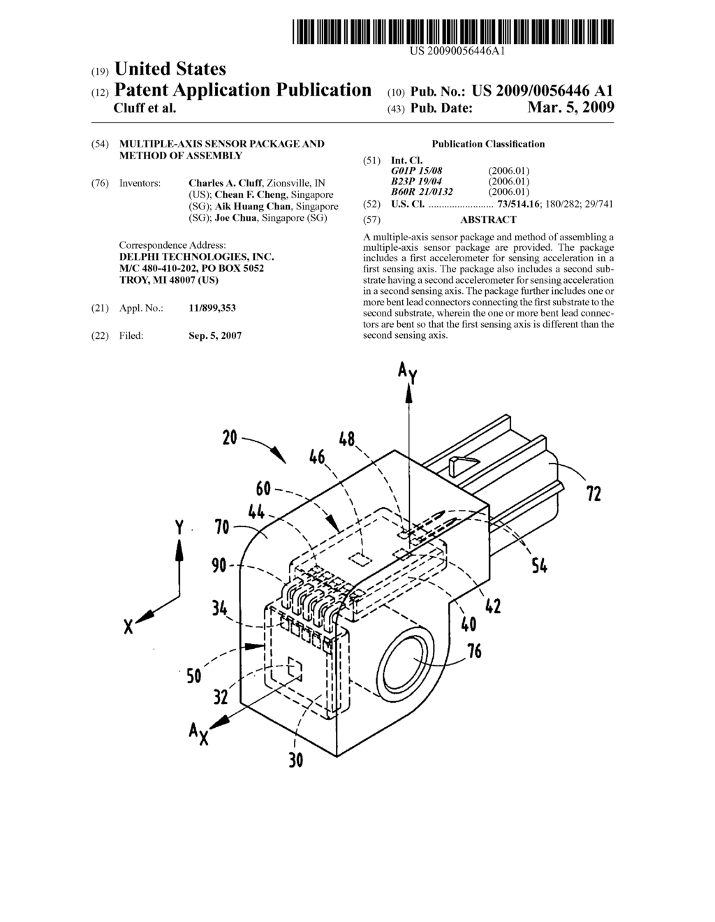 Multiple-axis sensor package and method of assembly - diagram, schematic, and image 01