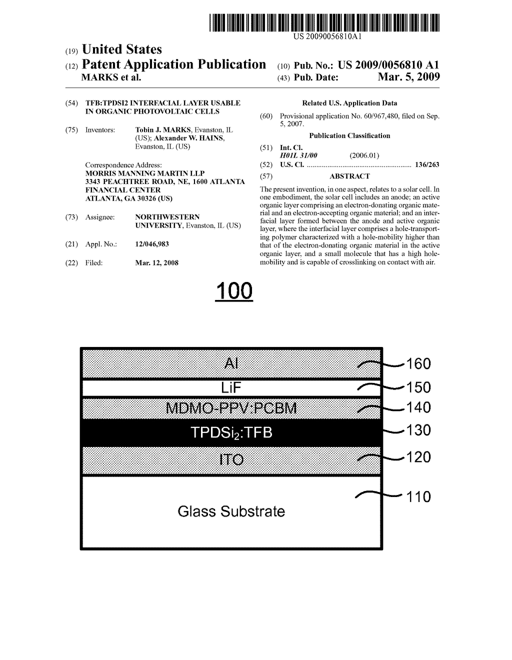 TFB:TPDSi2 INTERFACIAL LAYER USABLE IN ORGANIC PHOTOVOLTAIC CELLS - diagram, schematic, and image 01