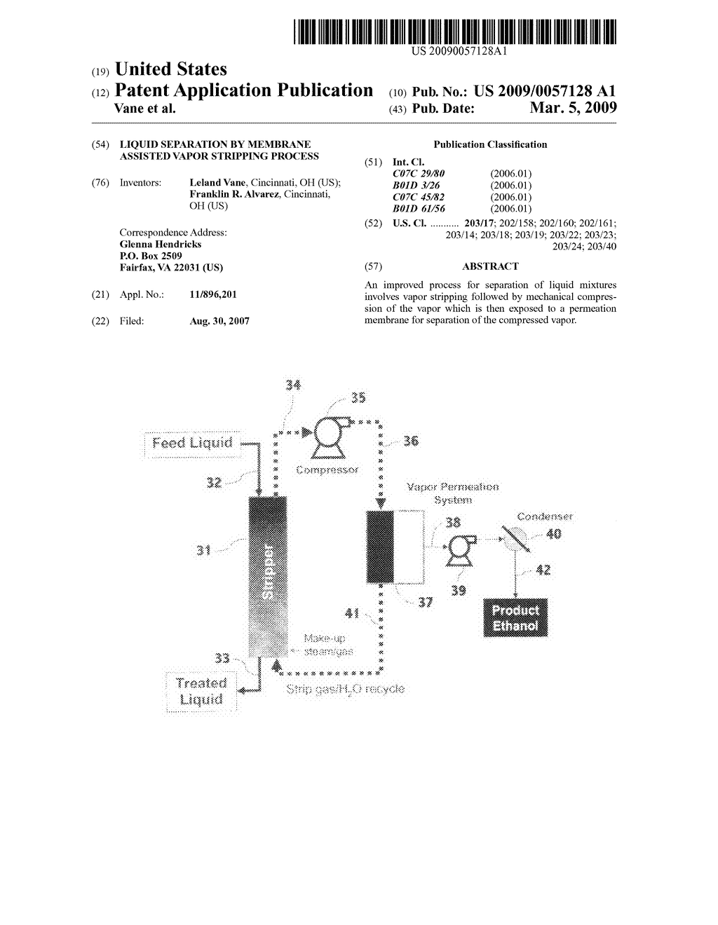Liquid separation by membrane assisted vapor stripping process - diagram, schematic, and image 01