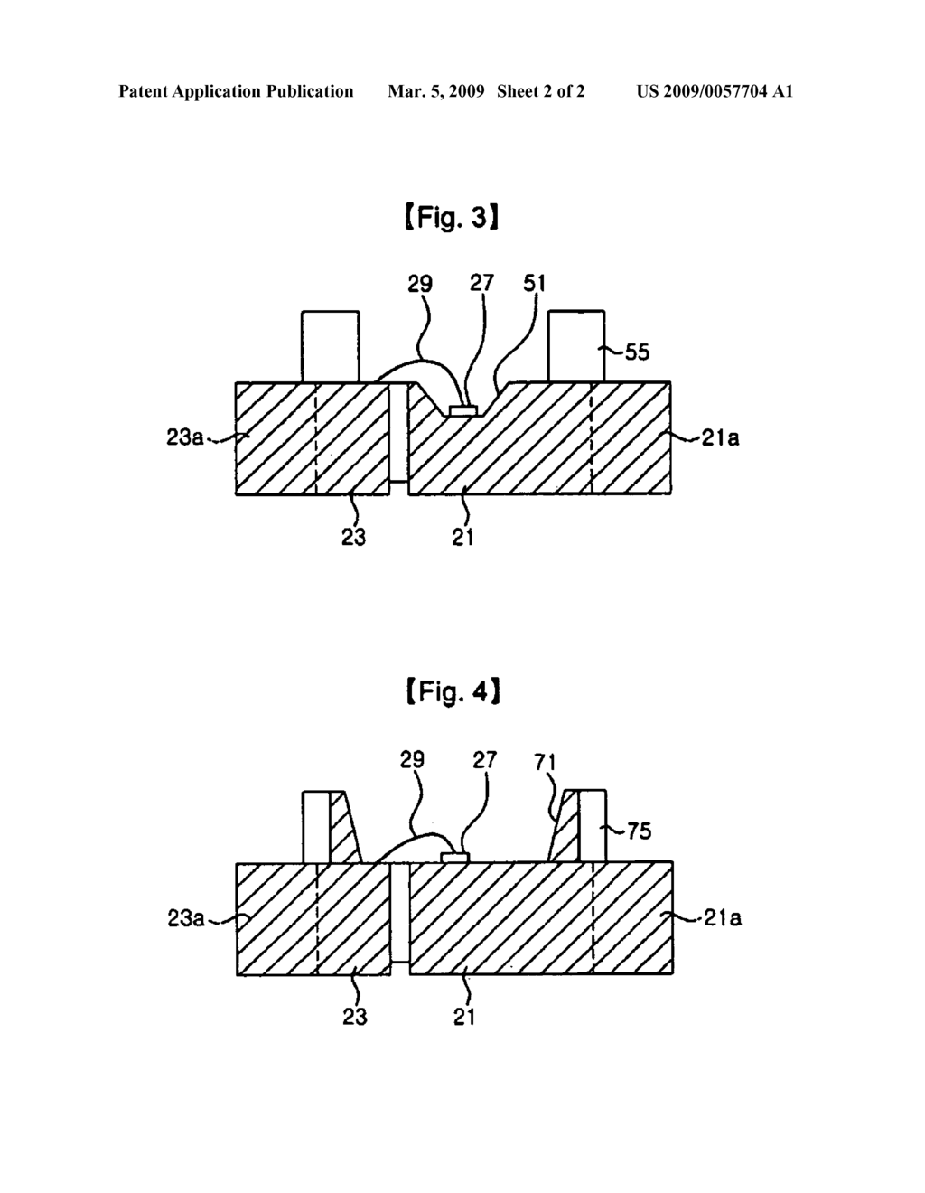 LIGHT EMITTING DIODE PACKAGE HAVING HEAT DISSIPATING SLUGS - diagram, schematic, and image 03