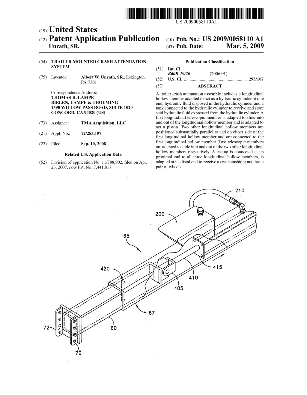 Trailer mounted crash attenuation system - diagram, schematic, and image 01