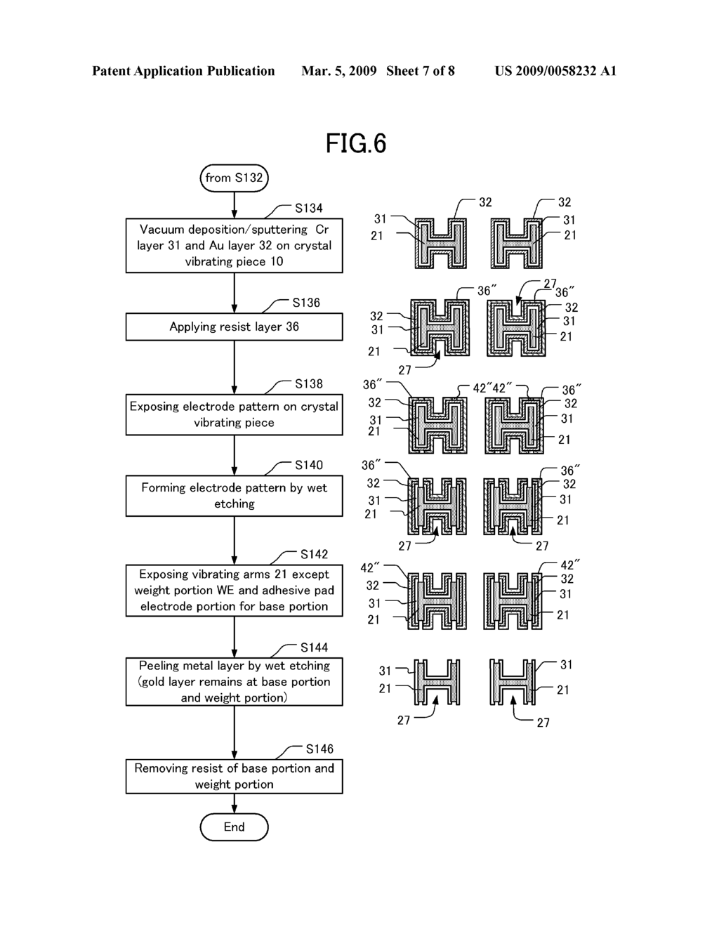 TUNING-FORK TYPE PIEZOELECTRIC VIBRATING DEVICES AND METHODS FOR MANUFACTURING SAME - diagram, schematic, and image 08