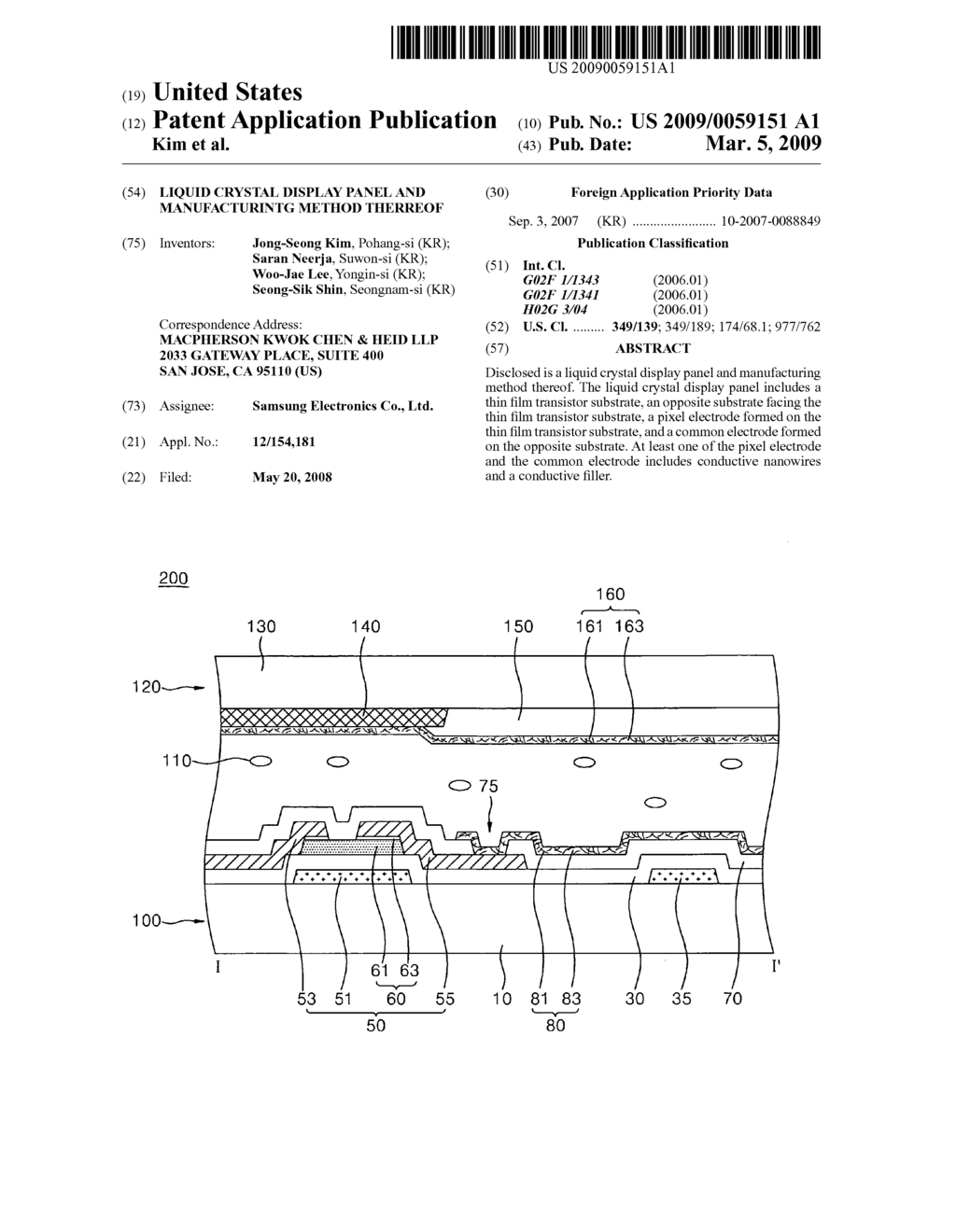 Liquid crystal display panel and manufacturintg method therreof - diagram, schematic, and image 01