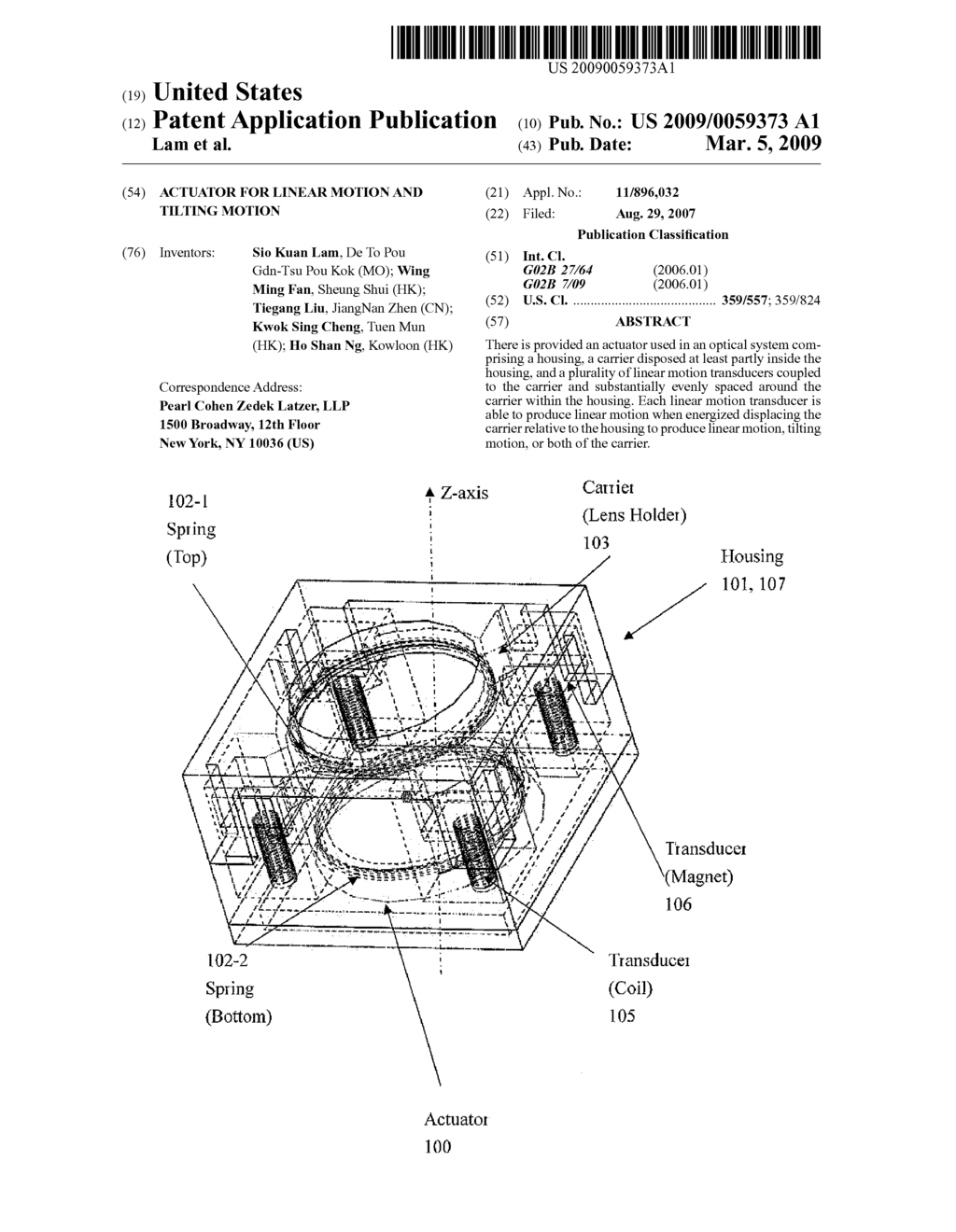 Actuator for linear motion and tilting motion - diagram, schematic, and image 01