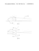 Portable surface skimming illumination device for locating small items on a planar surface diagram and image