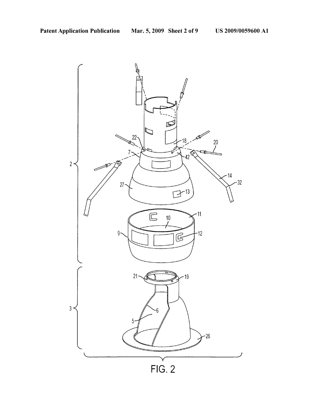 Lighting device with a wallwash reflector assembly - diagram, schematic, and image 03