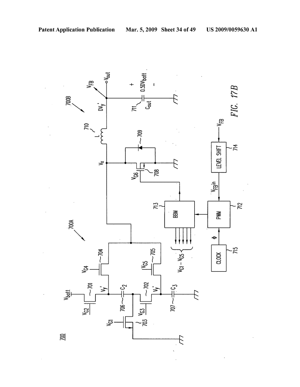 High-efficiency DC/DC voltage converter including capacitive switching pre-converter and down inductive switching post-regulator - diagram, schematic, and image 35