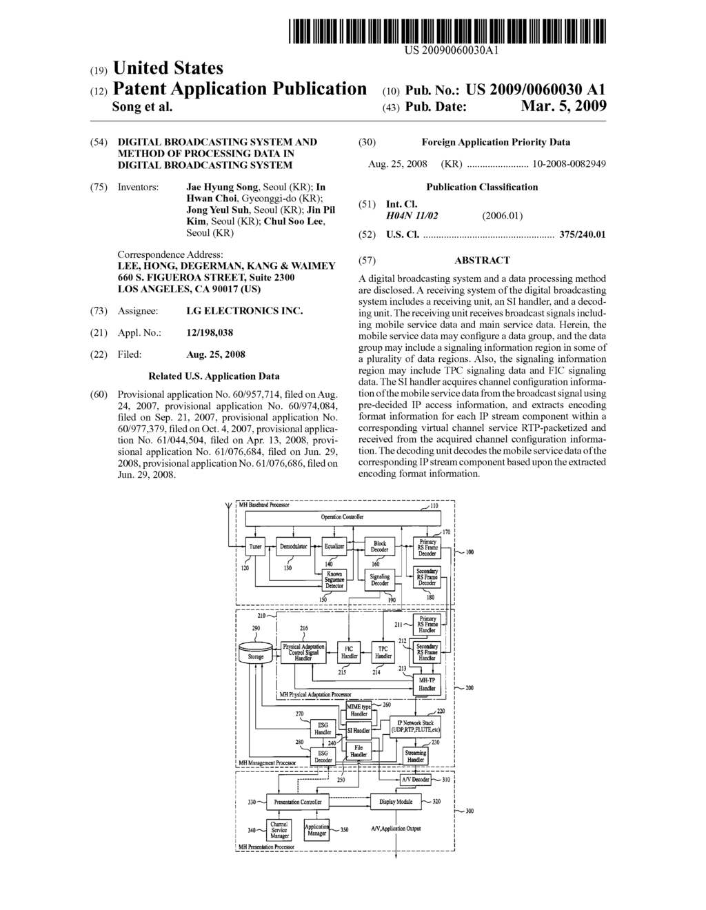 DIGITAL BROADCASTING SYSTEM AND METHOD OF PROCESSING DATA IN DIGITAL BROADCASTING SYSTEM - diagram, schematic, and image 01