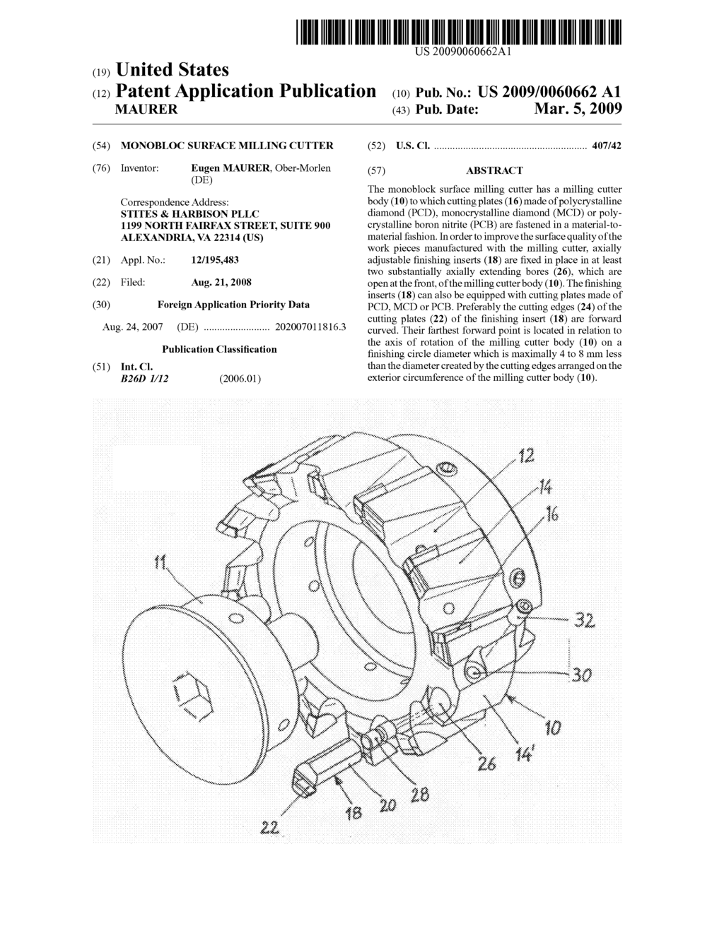 MONOBLOC SURFACE MILLING CUTTER - diagram, schematic, and image 01