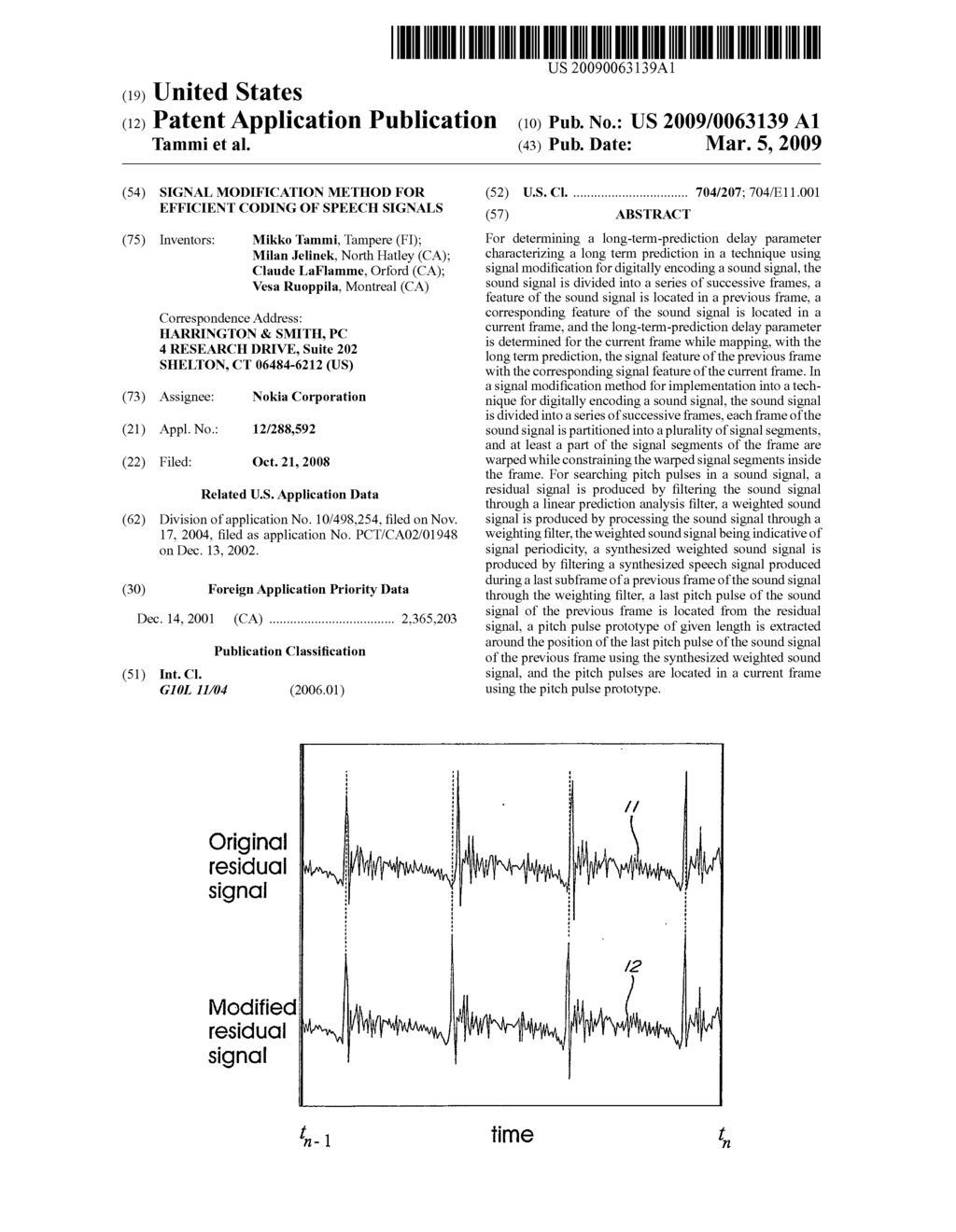 Signal modification method for efficient coding of speech signals - diagram, schematic, and image 01