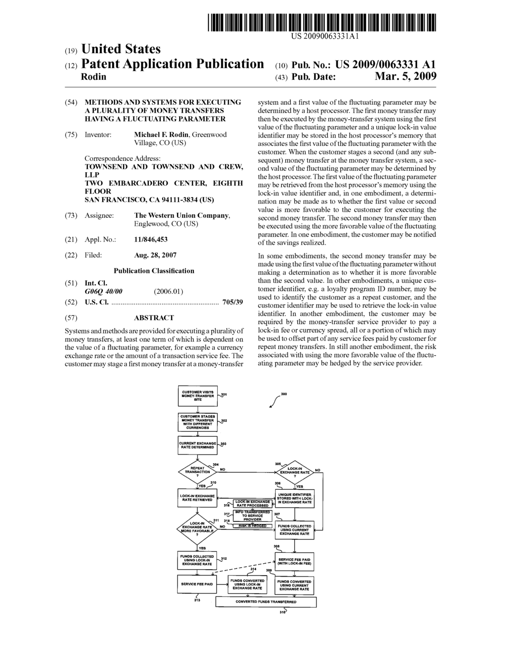 METHODS AND SYSTEMS FOR EXECUTING A PLURALITY OF MONEY TRANSFERS HAVING A FLUCTUATING PARAMETER - diagram, schematic, and image 01