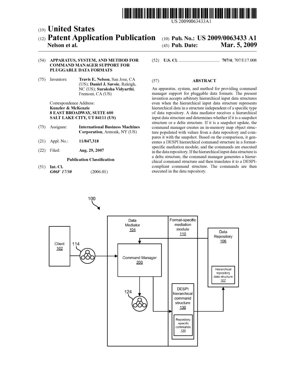 APPARATUS, SYSTEM, AND METHOD FOR COMMAND MANAGER SUPPORT FOR PLUGGABLE DATA FORMATS - diagram, schematic, and image 01