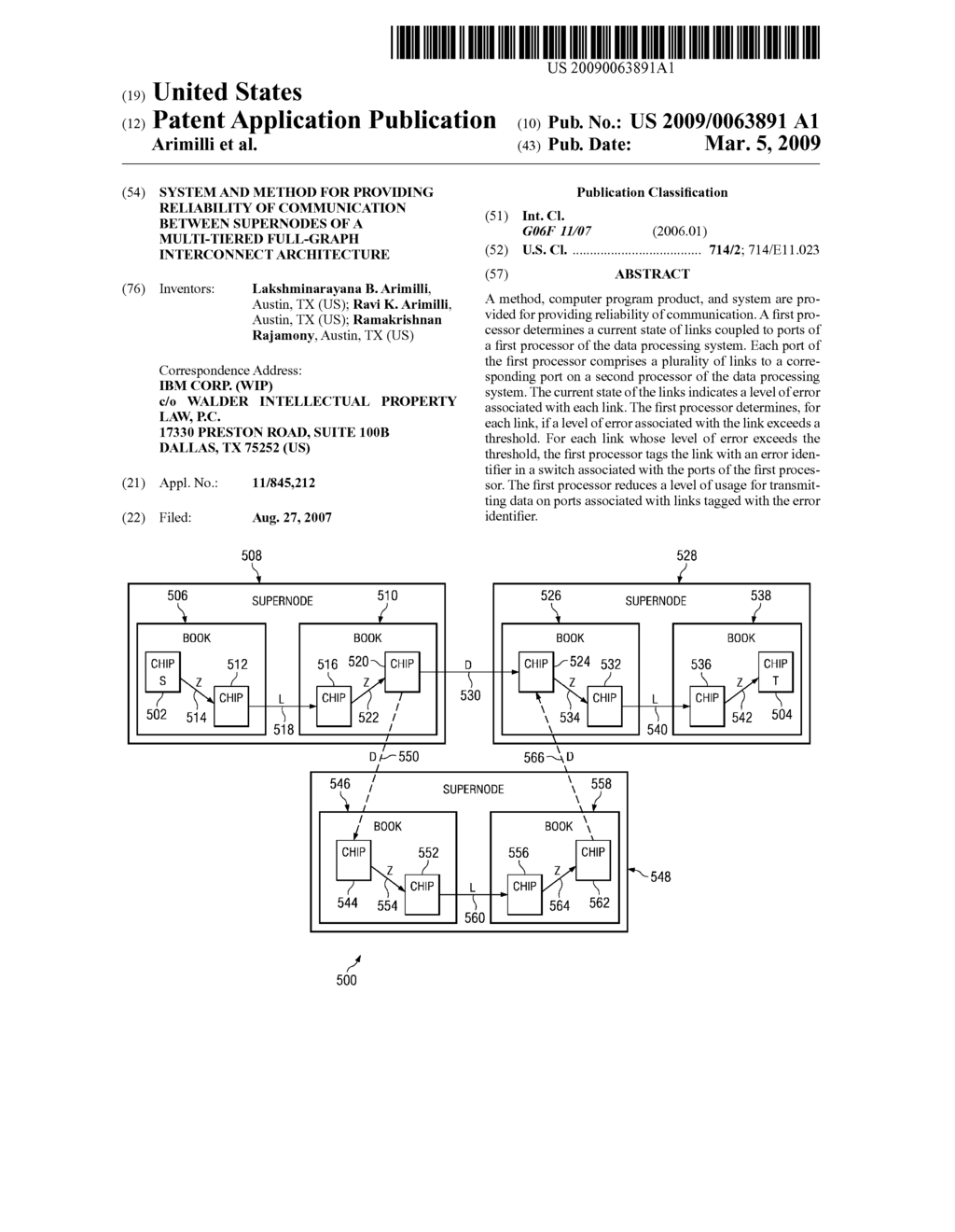 System and Method for Providing Reliability of Communication Between Supernodes of a Multi-Tiered Full-Graph Interconnect Architecture - diagram, schematic, and image 01