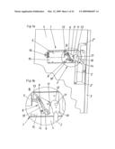 Actuating mechanism for a pivotably mounted actuating arm diagram and image